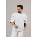 CMZ Collection Erkek Oversize Kısa Kollu Tişört Bisiklet Yaka Beyaz