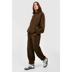 CMZ Collection Kadın Baskısız 3 Iplik Bol Kesim Rahat Kalıp Kışlık Oversize Eşofman Takımı - 0-Kahverengi
