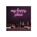 cnckoleksiyon My Happy Place Neon Tabela - Led Dekoratif Duvar Aydınlatması - 5mm Şeffaf Pleksi Malzemesi