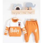 Cndr Baby Desenli 2'li % 100 Pamuk Erkek Bebek Takımı - Hardal - 6 - 9 Ay