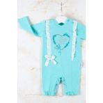 Cndr Love Kalp Nakışlı Pamuk Kız Bebek Tulumu - Yeşil - 0 - 3 Ay