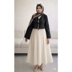 Cng Moda Bağlamalı Etek Üstü Kimono Gömlek - L - XL - Siyah