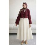 Cng Moda Bağlamalı Etek Üstü Kimono Gömlek - S - M - Mürdüm