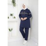 CNG MODA Büyük Beden Sim Şeritli İkili Anne Eşofman Takımı