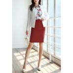 Cng Moda Ofis Şıklığı Midi Scuba Kumaş Kalem Etek - Bordo - 2XL - 3XL