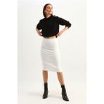 Cng Moda Ofis Şıklıı Scuba Kumaş Kalem Etek S-M - Beyaz - 41A-Beyaz - S - M