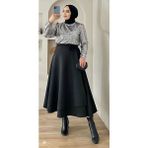 Cng Moda Puf Scuba Yandan Bağlamalı Fermuarlı Likralı Kloş Etek - Siyah - 36