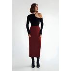 Cng Moda Scuba Kumaş Kalem Etek - Bordo - 46