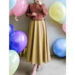 Cng Moda Scuba Kumaş Tesettür Kloş Etek - 34 - Sarı