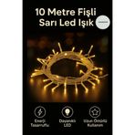 CNGZSHOP 10 Metre Fişli Sarı Led Işık, Yılbaşı Noel Çam Ağacı Balkon Salon Dekorasyon