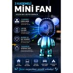 CNGZSHOP Ayıcık Şekilli Şarjlı Mini Fan Taşınabilir El Fanı USB Masaüstü Vantilatör Sessiz Güçlü Hava Üfleyic