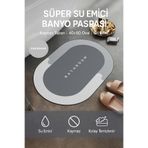 CNGZSHOP Banyo Paspası 40x60 cm Oval, Süper Su Emici, Kaymaz Kauçuk Taban, Gri