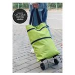 CNGZSHOP Çok Amaçlı Pratik Taşınabilir Bölmeli Tekerlekli Katlanabilir Pazar Alışveriş Arabası Çantası Yeşil