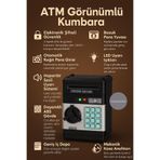 CNGZSHOP Elektronik Şifreli Banka Kasası Kumbara, ATM Görünümlü, Otomatik Para Çeken, Çocuk Kumbarası