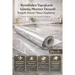 CNGZSHOP Kendinden Yapışkanlı Gri Gümüş Mermer Desenli Tezgah Duvar Masa Kaplama (60cm x 5m)