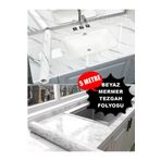 CNGZSHOP Mermer Desenli Beyaz Folyo Kaplama 5 Mt X 60 Cm Mutfak Tezgah Dolap Kendinden Yapışkanlı Kağıdı