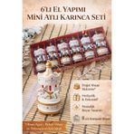 CNGZSHOP Mini Atlı Karınca 6’lı Set Ahşap Nostaljik Hediyelik Süs | El Yapımı Dekoratif Asılabilir Süs Beyaz