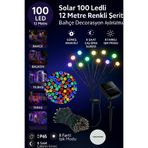 CNGZSHOP Solar 100 Ledli 12 Metre Renkli Şerit Bahçe Dekorasyon Aydınlatma – Güneş Enerjili Dış Mekan Led Işı