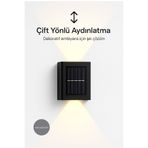 CNGZSHOP Solar Aplik Çift Taraflı Güneş Enerjili Duvar Lambası Su Geçirmez 2 Modlu Dekoratif Bahçe Aydınlatma