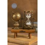 CNGZSHOP Vintage Küre ve Kum Saati Dekoratif Biblo | Ahşap Standlı Retro Masa Üstü Aksesuar