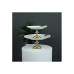 ÇNR Home Collection 2 ADET METAL AYAKLI KELEBEKLİ PORSELEN SUNUMLUK KURABİYELİK SERVİS TABAĞI
