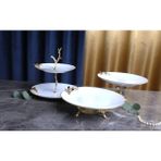 Çnr Home Collection 3 Parça Metal Ayaklı Porselen Sunumluk Kurabiyelik Şekerlik - Beyaz