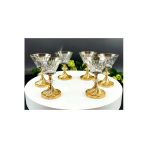 Çnr Home Collection 6 Adet Metal Ayaklı Gold Detaylı Magnolia- Kase - Dondurmalık - Şekerlik - Sunumluk