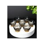 Çnr Home Collection 6'Lı Füme Renk Gold Metal Ayaklı Kahve Yanı Lokumluk
