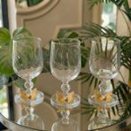 Çnr Home Collection 6’lı Inci/çiçek Detaylı Gold Metal Süslemeli Ayaklı Cam Kahve Yani Kadeh Seti – Şık Sunum Bardakları Kelebekli