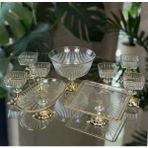 Çnr Home Collection Paşabahçe Gold Detaylı Metal Ayaklı Senum & Servis Seti Pasta, Magnolia, Kurabiyelik