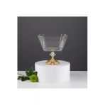 Çnr Home Collection Paşabahçe Metal Ayaklı Gold Detaylı Cam Büyük Boy Salata-Servis -Sunum Kasesi