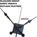 Cnr Shop 16 mm Şaft Boyu Duvar Saati Mekanizması Sessiz Çalışır Büyük Boy Akrep-Yelkovan-Saniye-(Askısız) - Siyah