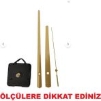 Cnr Shop Saat Makinesi, 16 mm Şaft Akar Sessiz Duvar Saati Mekanizması, Akrep-Yelkovan-Saniye-(Askılı) - Altın