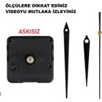 Cnr Shop Saat Mekanizması 14 mm Şaft Boyu Akar Sessiz Çalışır, Saat Makinesi, Akrep-Yelkovan-Saniye-(Askılı) - Siyah