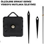 Cnr Shop Saat Mekanizması 18 mm Şaft Boyu Akar Sessiz Çalışır, Saat Makinesi, Akrep-Yelkovan-Saniye-(Askılı) - Siyah