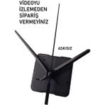 Cnr Shop Saat Mekanizması 18 mm Şaft Boyu Saat Makinesi Akar Sessiz Çalışır, Akrep-Yelkovan-Saniye-(Askısız) - Siyah