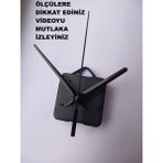Cnr Shop Saat Mekanizması 22 mm Şaft Boyu Akar Sessiz Çalışır, Akrep-Yelkovan-Saniye-(Askılı) - Siyah