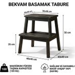 Cnr Wood Masif Ahşap 2 Basamaklı Merdiven Tabure Siyah - Beyaz Renk Seçenekli