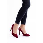 Çnr&Dvs Bordo Süet Aynalı Stiletto Topuklu Kadın Klasik Ayakkabı 1501cnr