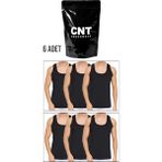 Cnt Cennetoğlu 6 Adet %100 Pamuk Hijyenik Paketinde Beyaz Erkek Penye Atlet Ekonomik Paket - Siyah
