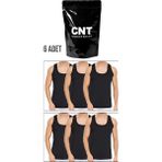 Cnt Cennetoğlu 6 Adet %100 Pamuk Hijyenik Paketinde Beyaz Erkek Penye Atlet Ekonomik Paket - XL - Siyah