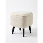 Co Art Home Kare Bukle Puf 40X40X40 cm – Krem | Ahşap Ayaklı | Oturma Odası & Yatak Odası Pufu - 40 x 40