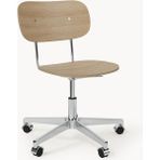 Co Deri Ofis Sandalyesi - Ayarlanabilir, Ergonomik, Bej - Naturel Ahşap