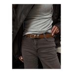 coaksco Kadın Eskitme Silver Taba Çift Köprülü Trend Jean & Pantolon & Etek & Ceket & Şort Kemeri
