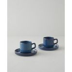 Coastal Bliss Seramik 4 Parça 2 Kişilik Çay Fincanı Takımı 184 ml Koyu Mavi