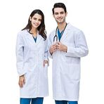 CoatCool Laboratuvar önlüğü beyaz önlük pamuk doktor önlüğü erkek kadın mantosu hijyen uzun kollu ilaç manto, düğmeli ve 3 cepli, kimyasal önlük, okul üniseks doktor mantosu, laboratuvar, üniversite, iş için, Beyaz, L (Gewicht: 72,5-80 kg/160-176 lb)