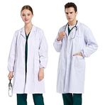 CoatCool Laboratuvar önlüğü, beyaz, pamuk, doktor önlüğü, erkek, kadın, kimya önlüğü, okul mantosu, hijyenik, uzun kollu, tıp, doktor mantosu, beyaz önlük, pamuklu önlük, cepli, laboratuvar, kostümlü oyun, öğrenci için, L