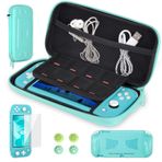 CoBak Nintendo Switch Lite için Taşıma Çantası - 1 Ekran Koruyucu, 1 Kavrama Kılıfı ve 4 Parmak Kavrama Kapağı, Ultra İnce Premium EVA Seyahat Kılıfı Koruyucu Kapak, 8 Oyun Kartuşu, Yeşil
