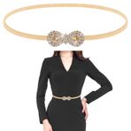cobee Skinny Metal Elastik Kemer, Kadın Rhinestone Bel Kemeri Bling Esnek Elmas Bel Kemeri Elbise Kot Pantolon için, Altın, Elastic