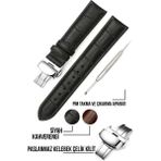 Cobra 24 mm Fossil-Welder-Casio-Seiko-Omega-Armani Saat Uyumlu Klipsli Hakiki Deri Saat Kordonu LS35-24 mm - Siyah